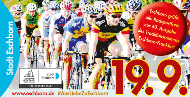 Anzeige für das Radrennen.