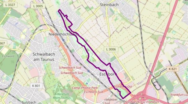 Karte mit der eingezeichneten Eschathlon-Strecke.