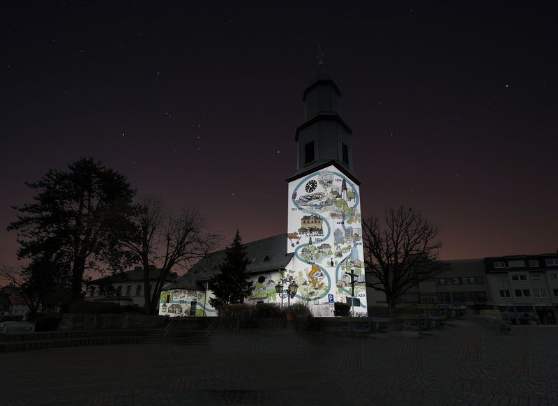 Lichtkunst auf dem Eschenplatz an drei Abenden.